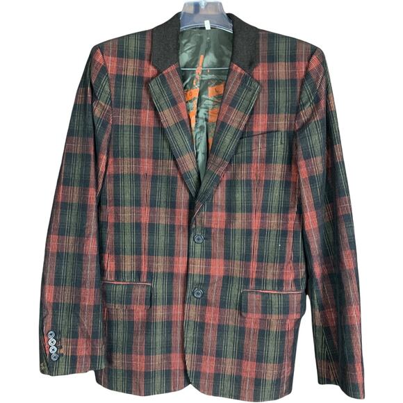 Juicy Couture Corduroy Plaid Sport Coat Christmas Red Green Preppy Rare Size 40R